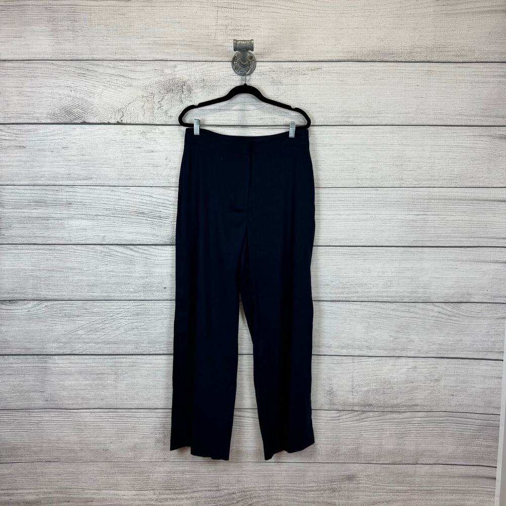 Antonio Melani Women's Navy Blue Tammy Wide Leg Linen Pants Size 10